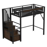 HOCHBETT 90/200 cm DE-01433, in Schwarz, mit Sicherheitsgehäuse und Stauraumleiter - Schwarz, Metall (90/200cm) - ComfortXL