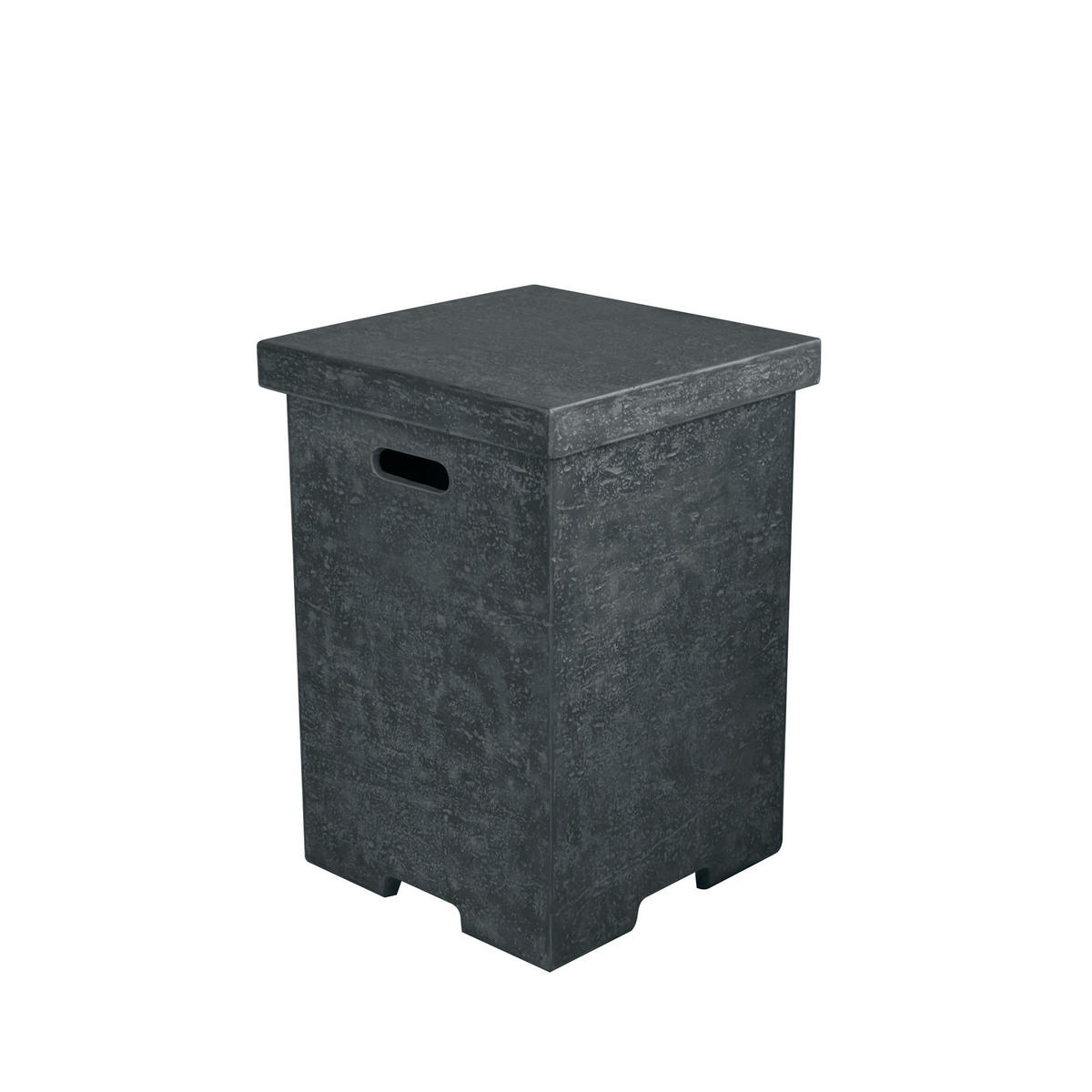 FEUERTISCH Metropolis Gasfeuerstelle aus GF-Beton - 4-tlg. Set inkl. Glasumrandung, Brennerabdeckung und Gasflaschen-Abdeckung - Dunkelgrau, Naturmaterialien (81/35/142cm) - Elementi