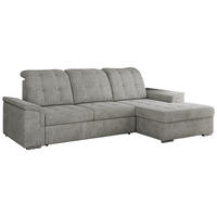 ECKSOFA MADRITO L - Hellgrau Struktur - Rechts - Silberfarben/Hellgrau, Textil/Metall (256/160cm)