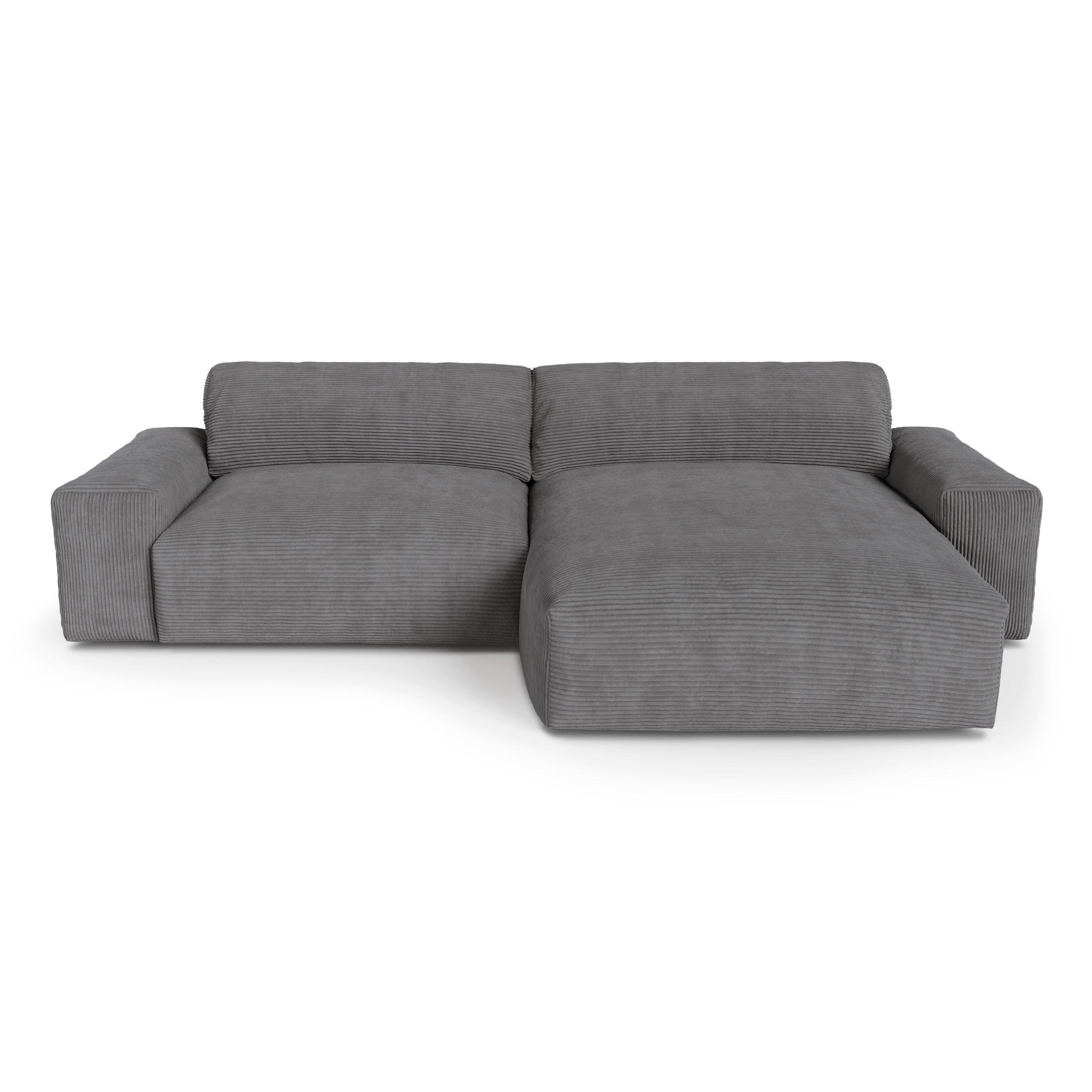 ECKSOFA RECHTS Gerippter Samt Anthrazitgrau 310cm - Dunkelgrau/Anthrazit, Textil (310/174cm) - Sia Home