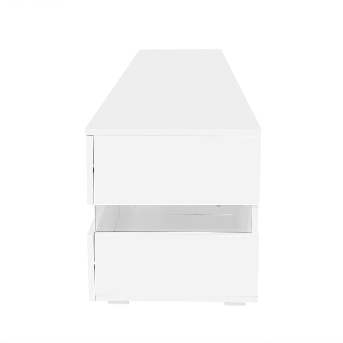 LOWBOARD DE-40485 2 Acryl-Glastüren mit LED und Hochglanz Weiß - Weiß, Holzwerkstoff (160/45/39cm) - ComfortXL