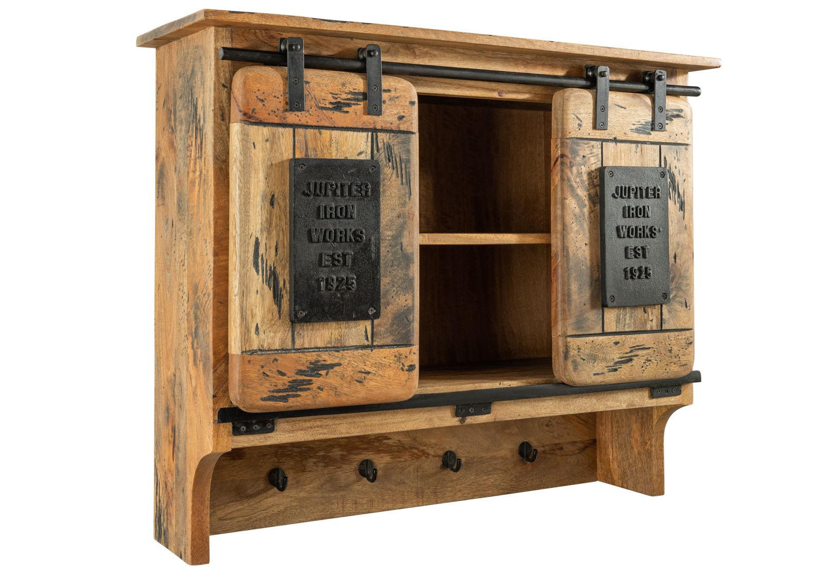 WANDGARDEROBE Mango 90x30x75 natur lackiert RAILWAY #154 - Naturfarben, Holz (90/75/30cm) - Massivmoebel24