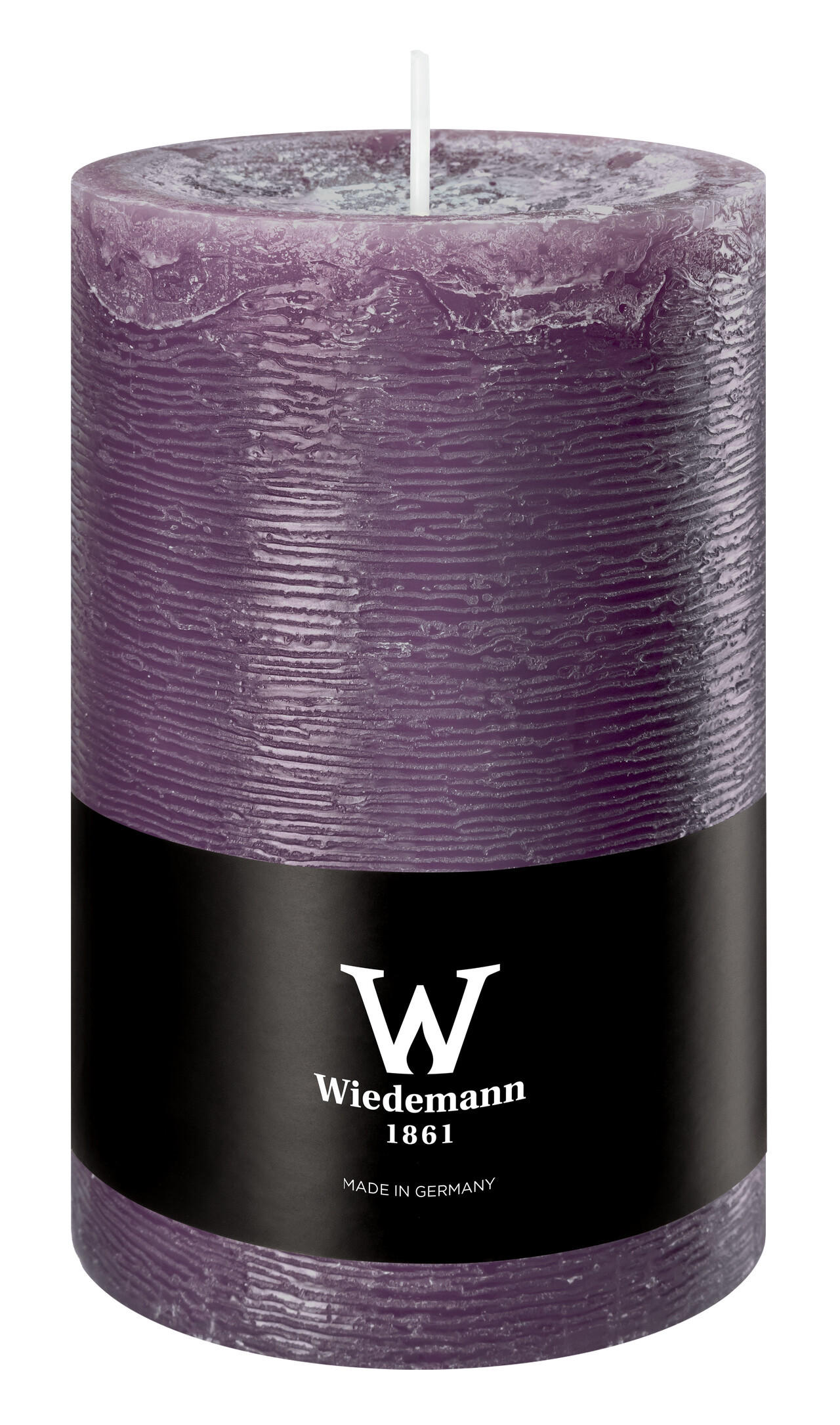 STUMPENKERZE Rustik Marble Style Mauve Lila 130 x Ø 78 mm, 1 Stück - Mauve, Paraffin (8/13cm) - Wiedemann Kerzen