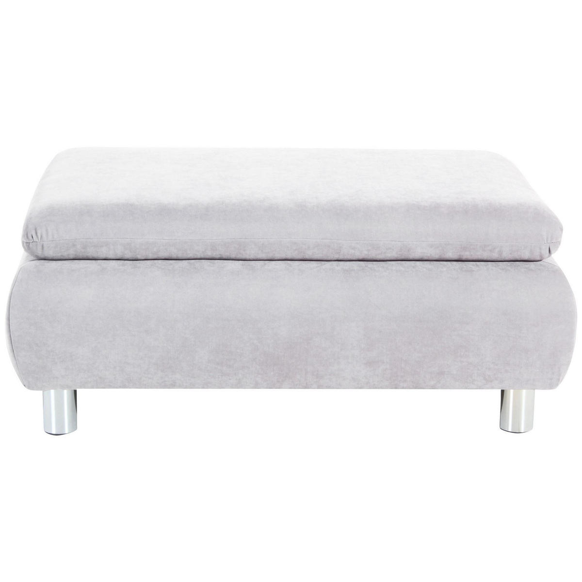 HOCKER Kaye Bezug Veloursstoff Metallfuß verchromt / creme - Weiß, Kunststoff (90/43/60cm) - 58aufmkessel