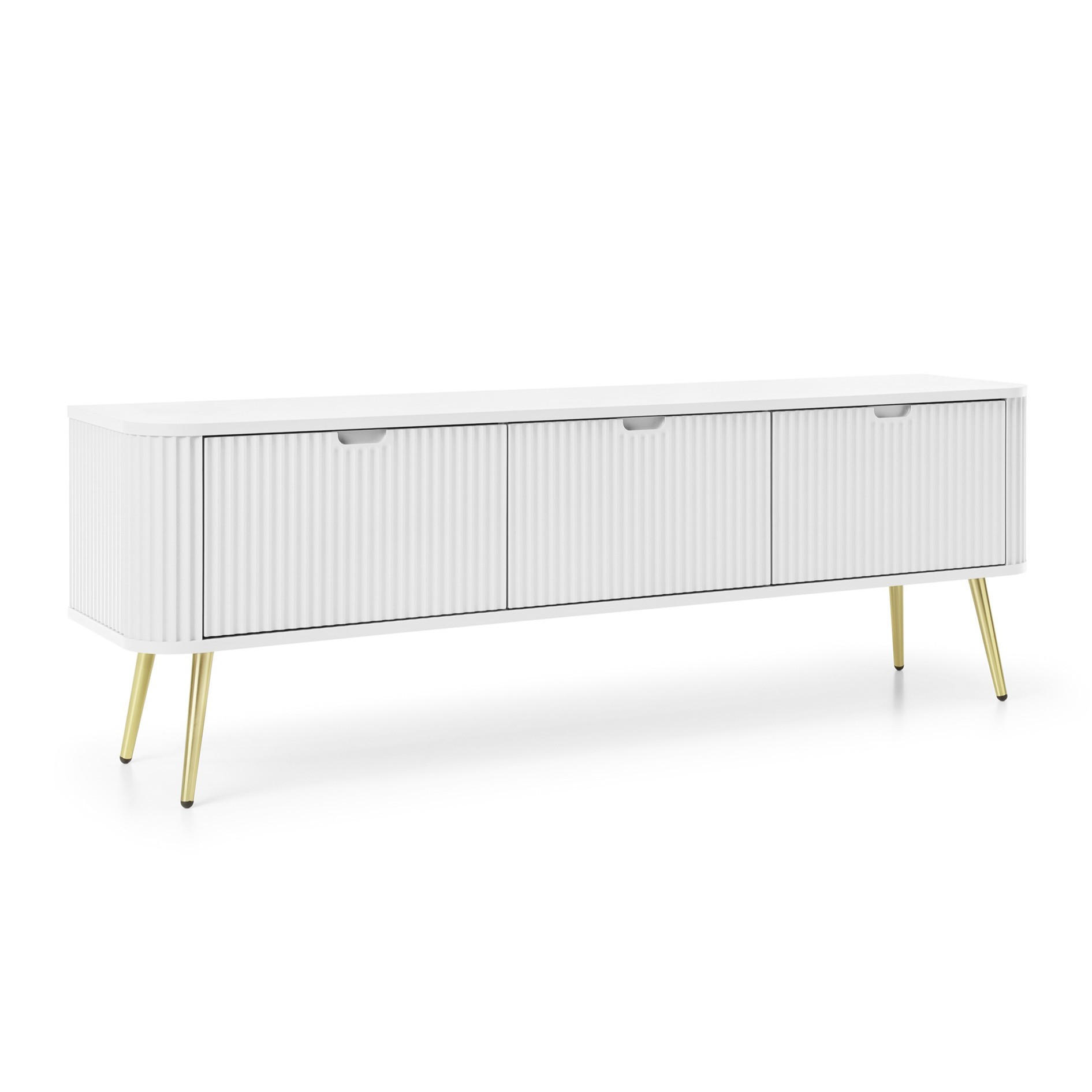 LOWBOARD ZENZERO 168x39x57 cm mit 3 Türen Weiß - Goldfarben/Weiß, Holzwerkstoff (168/57/39cm) - MASSENO