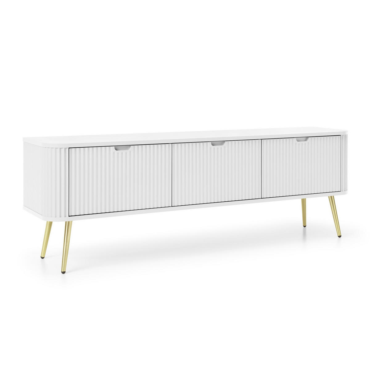 LOWBOARD ZENZERO 168x39x57 cm mit 3 Türen Weiß - Goldfarben/Weiß, Holzwerkstoff (168/57/39cm) - MASSENO