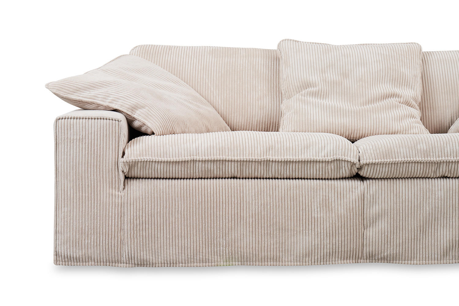 SOFA NETTA Cremeweiß Cord - Creme/Braun, Birkenholz/Textil (226/90/116cm) - KAWOLA