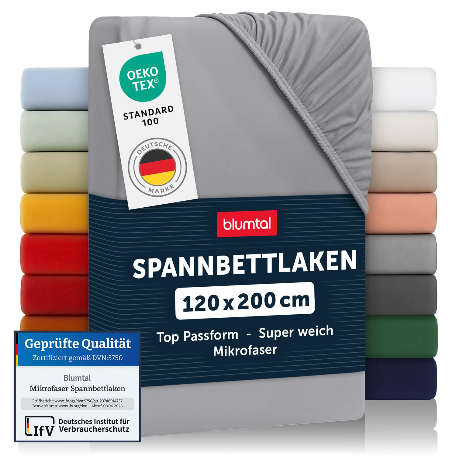 SPANNBETTLAKEN 120/200/30 cm Grau - Grau, Textil (120/200cm) - Blumtal