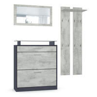 GARDEROBE Loret Front in Beton Oxid Optik - Hellgrau, Holzwerkstoff (180/200/23cm) - Vladon