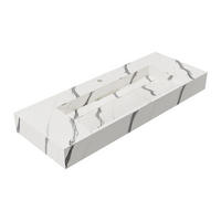 WASCHBECKEN hängend - 120.2 x 45.2 x 8 cm - Weiß mit Marmor-Optik - TAKOTNA - Schwarz, Stein (120.2/8/45.2cm) - Vente-Unique