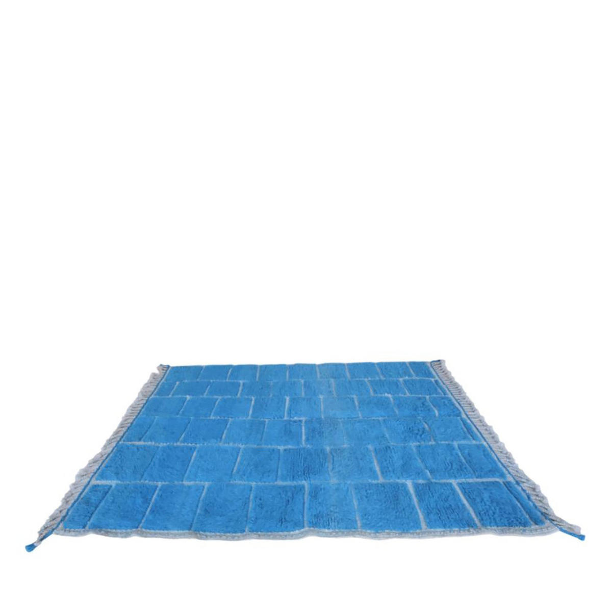 BERBERTEPPICH aus Marokko aus reiner Wolle 140x 200 cm - Blau, Naturmaterialien (140/200cm) - AFK Living