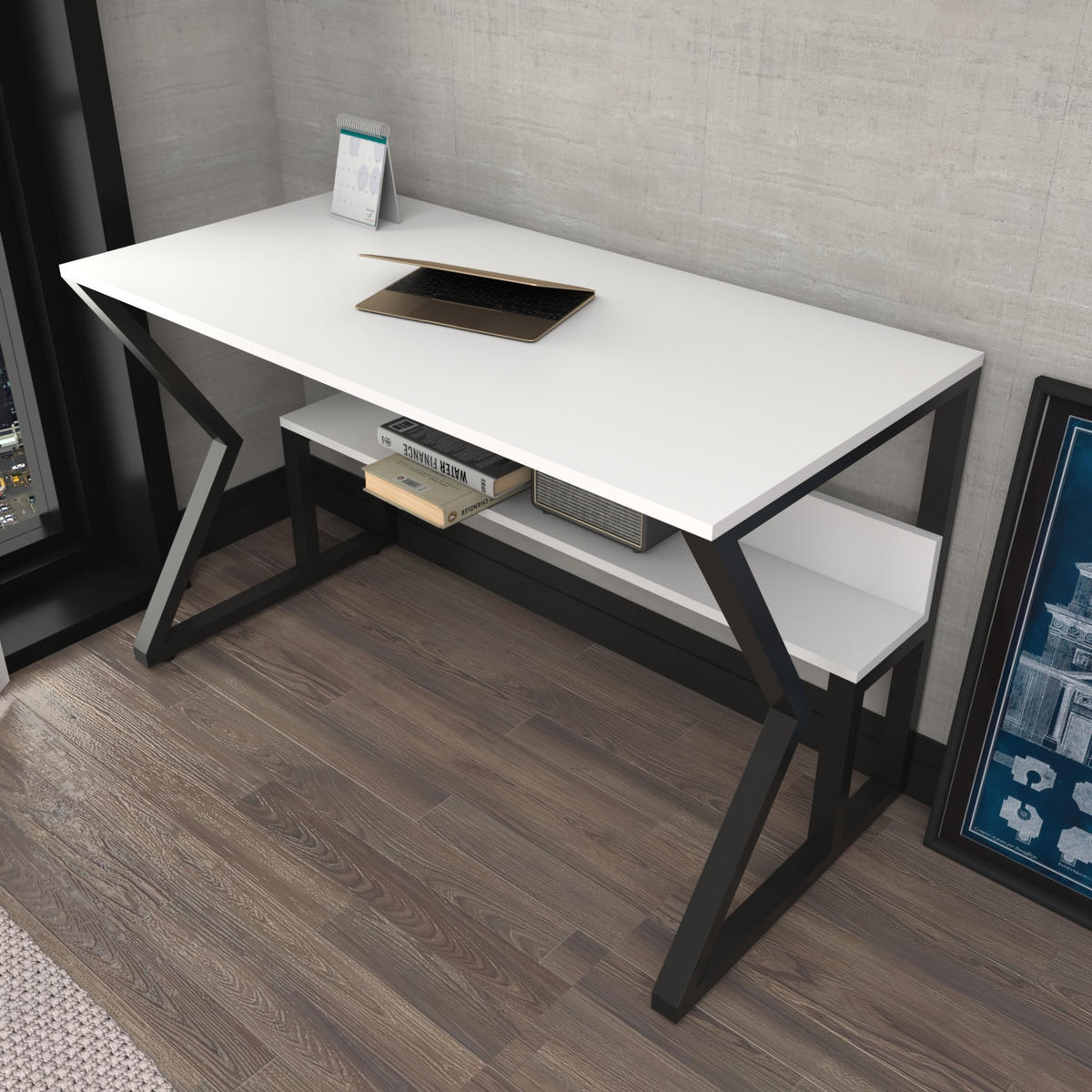 COMPUTERTISCH Wake - Schwarz/Weiß, Holzwerkstoff (120/60/72.8cm) - Decorotika