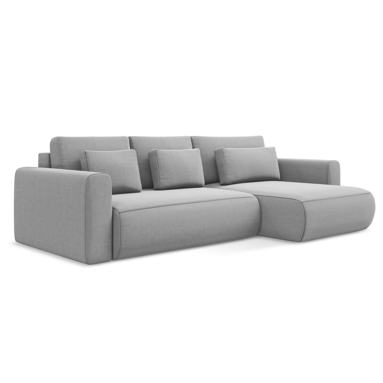 ECKSOFA mit Schlaffunktion Samt Stoff Grau - Schwarz/Grau, Kunststoff/Textil (278/149cm) - LaMiaSofa
