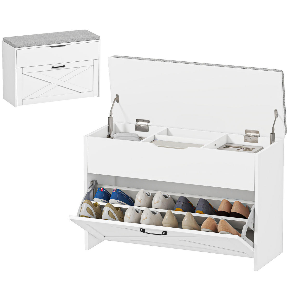 SCHUHBANK Weiß 1 Stück - Weiß, Kunststoff (30/55/80cm) - GiPP
