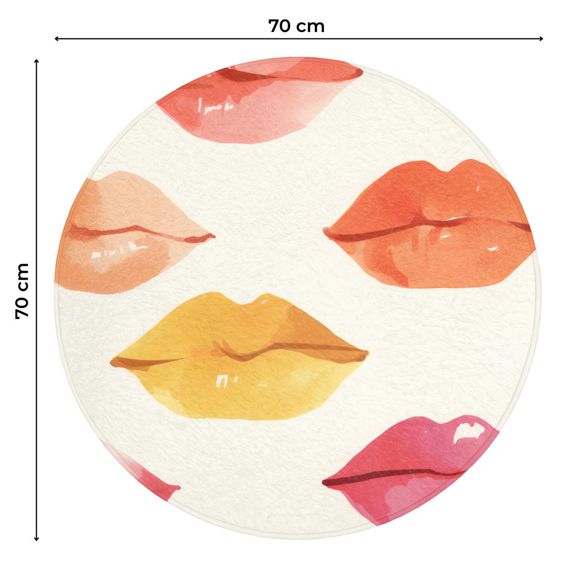 WC PŘEDLOŽKA Rty - barevné - lesklé 70x70 cm - růžová, textil/plast (70/1cm) - OnlyWow