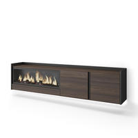 LOWBOARD, Eiche und Schwarz, 212/35/50cm, Kamin mit Feuereffekt XXL - Dunkelbraun, Holzwerkstoff (212/50/35cm) - Skraut Home