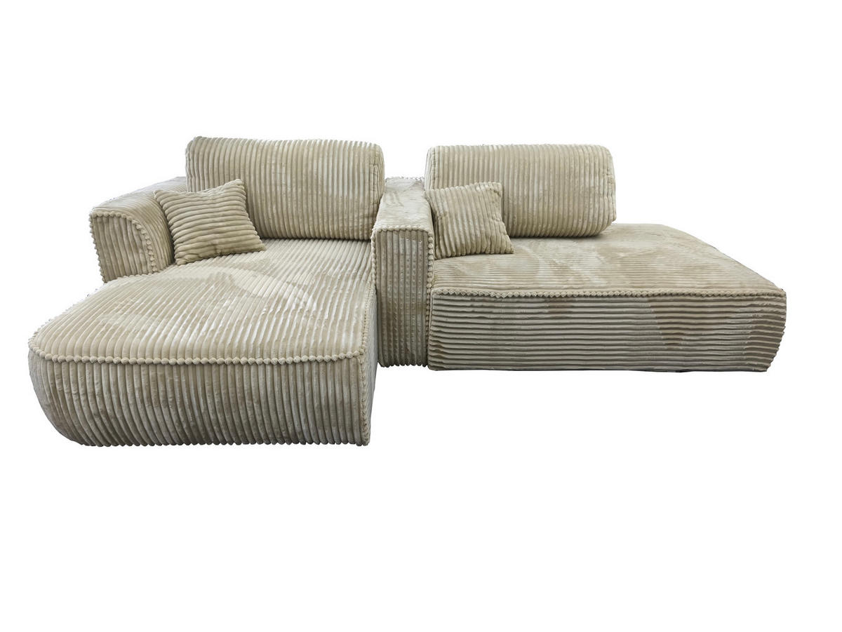 BIGSOFA COZI, Gelb mit dunkelblauem Keder, Matt Velvet - Gelb, Kunststoff/Textil (240/87/180cm) - KS Home Concept