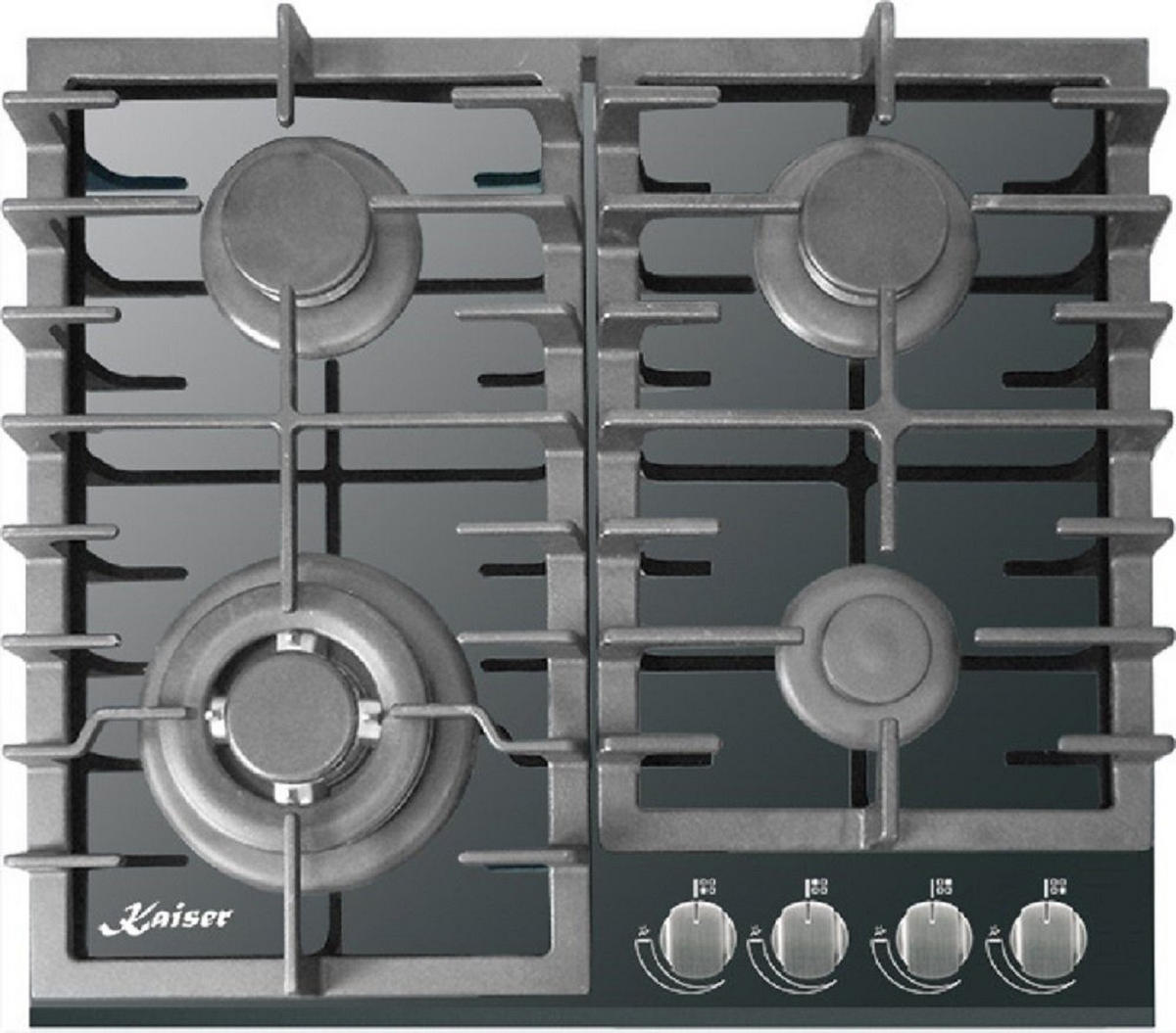 BACKOFEN-SET Einbau-Backofen 60 cm EH 6339+KCG 6383 Gaskochfeld 60 cm - Silberfarben, Metall (59.4/59.4/57.5cm) - Kaiser Küchengeräte