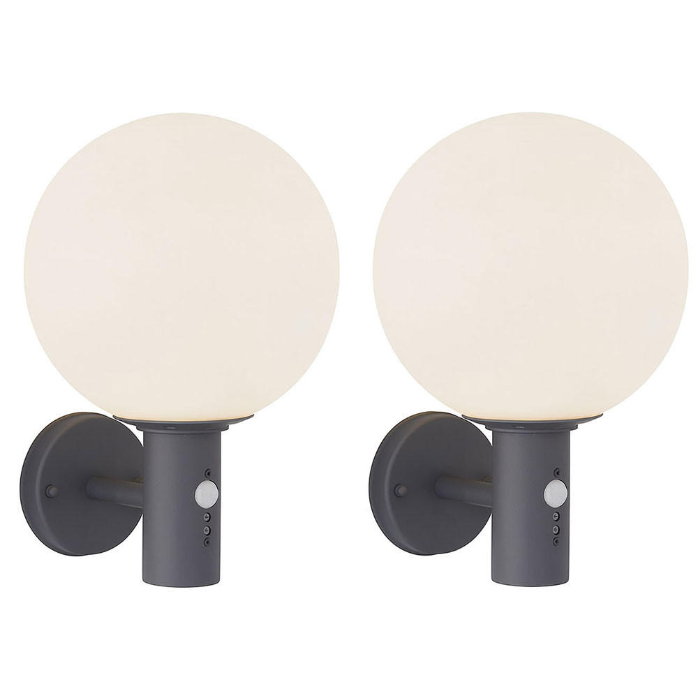2X LED WANDLEUCHTE Edelstahl, Anthrazit, Sensor - Anthrazit, Glas (25/37/25cm) - Globo Lighting