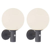 2X LED WANDLEUCHTE Edelstahl, Anthrazit, Sensor - Anthrazit, Glas (25/37/25cm) - Globo Lighting