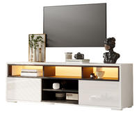 LOWBOARD in Weiß TV-Schrank mit LED und offene Fächer, für 65zoll, B150/T35/H50 cm - Weiß, Holzwerkstoff (150/50/35cm) - STILVORA