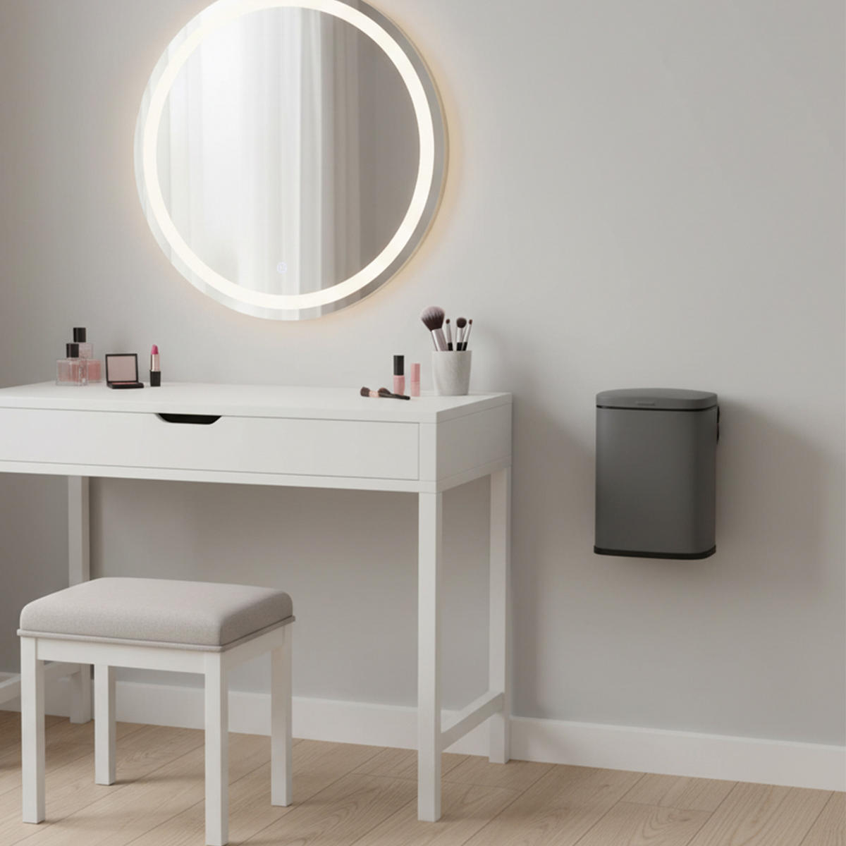 KOSMETIKEIMER - Grau, Kunststoff/Metall (18/25/15cm) - Relaxdays