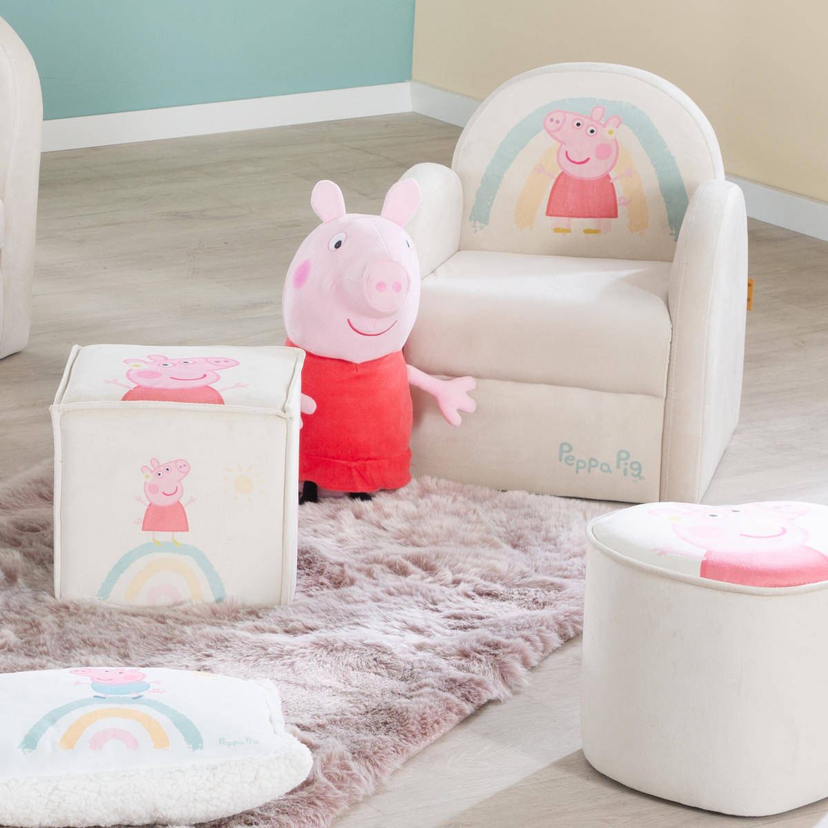 KINDERSESSEL Peppa Pig - Beige, Holzwerkstoff/Textil (44/50/45cm) - Roba