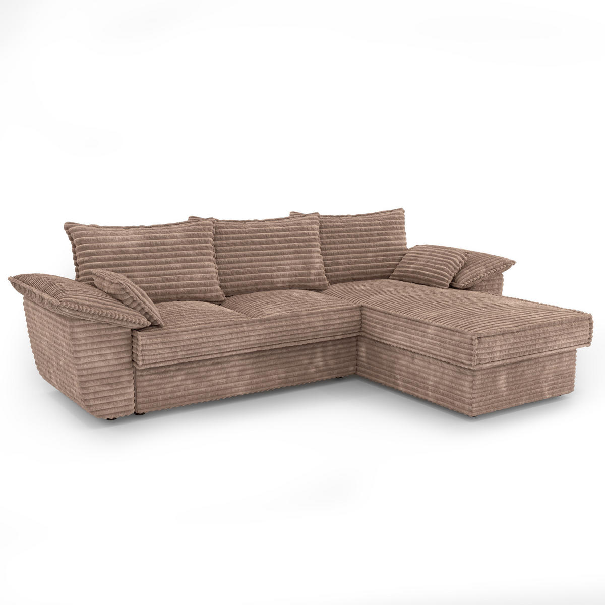 ECKSOFA RECHTS Gerippter Samt XXL Taupe 257cm - Taupe, Textil (257/168cm) - Sia Home