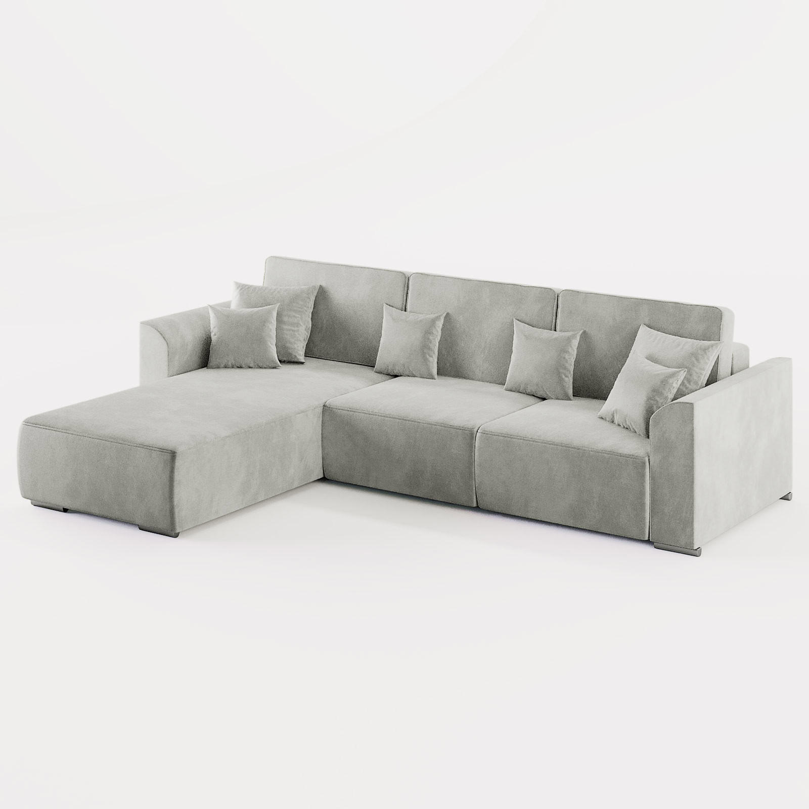 ECKSOFA LUMO L Links Hellgrau Velours-Stoff mit Schlaffunktion und Bettkasten - Hellgrau, Textil (293/195cm) - Barchello