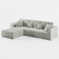 ECKSOFA LUMO L Links Hellgrau Velours-Stoff mit Schlaffunktion und Bettkasten - Hellgrau, Textil (293/195cm) - Barchello