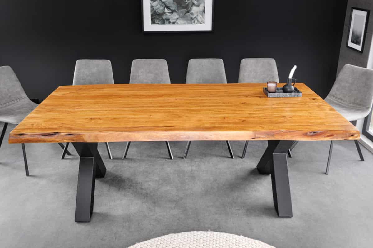 ESSTISCH MAMMUT Akazie 200cm - Schwarz/Braun, Holz/Metall (100/200/74cm) - riess-ambiente