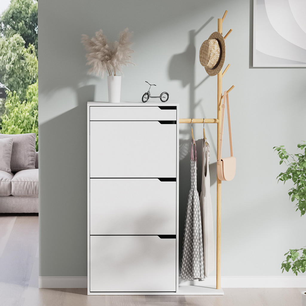 Thumbnail - Vicco Schuhschrank, Weiß, Holzwerkstoff, Rechteckig, 90x181.5x30 cm, Garderobe, Schuhaufbewahrung, Schuhkipper