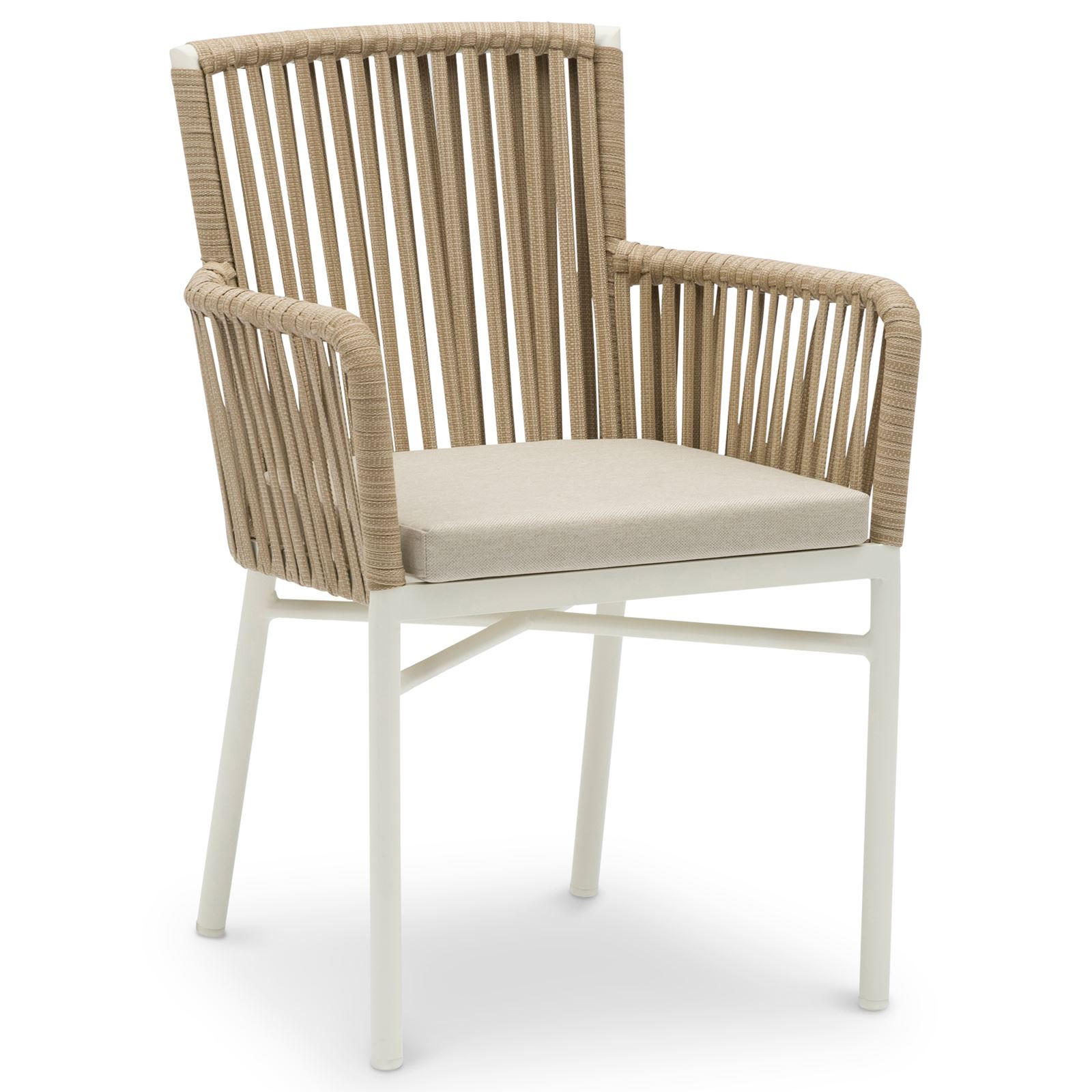GARTENSTÜHLE AFUERA 6ER-SET - Weiß, Textil/Metall (56/85/59cm) - IDIMEX