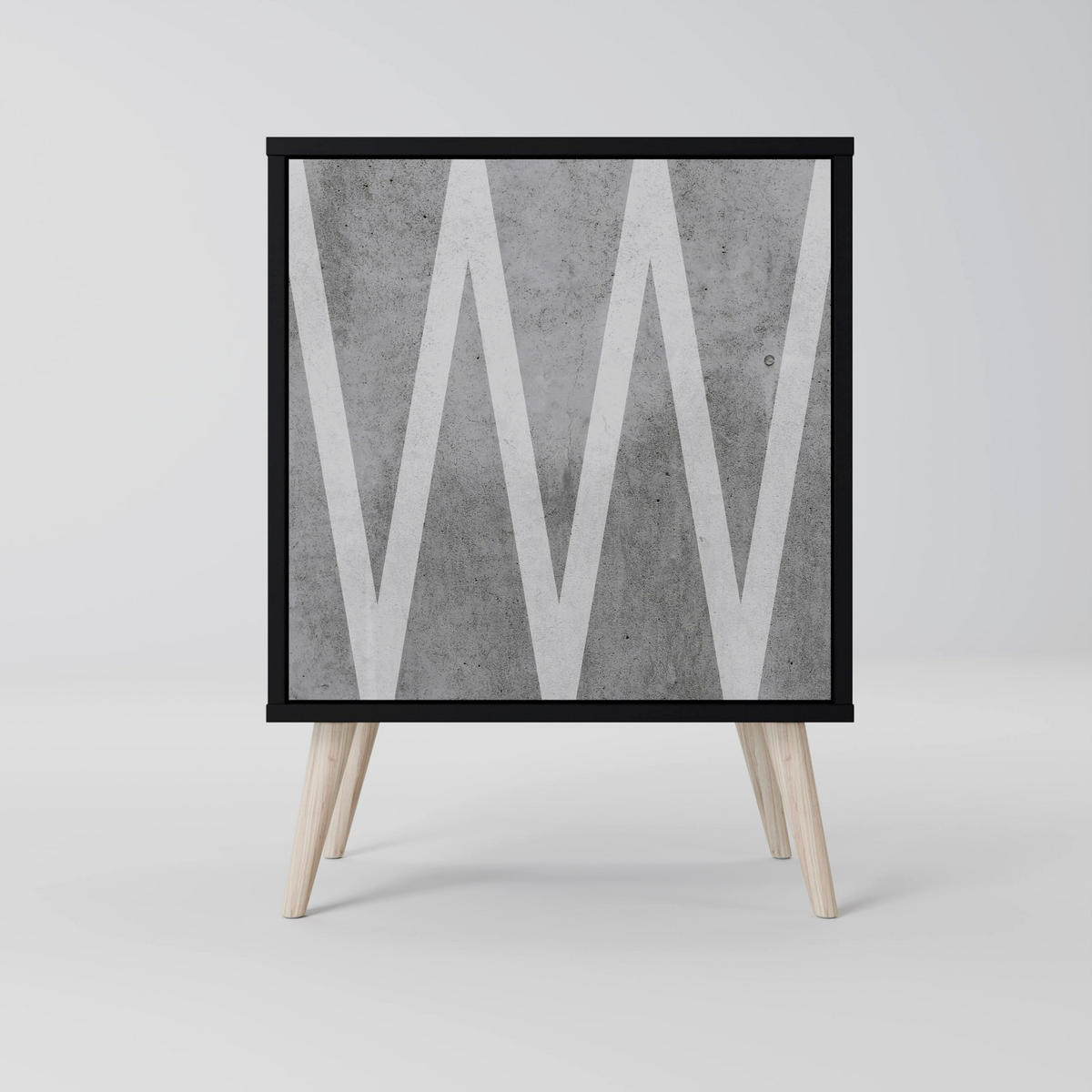 SIDEBOARD SOLID ZIG ZAG, Schwarz, 57,5x42x70,5 cm, Schwarze Metall-Sternfüße - Multicolor/Schwarz, Holzwerkstoff/Metall (57.5/70.5/42cm) - SpaceRebels