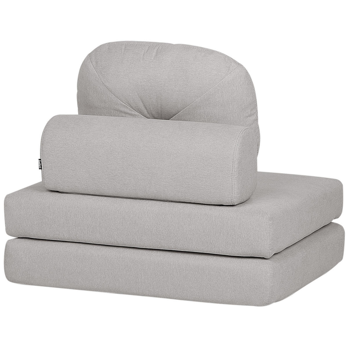 1-SITZER BODENSOFA Stoff hellgrau mit Schlaffunktion Olden - Grau, Textil (81/54/91cm) - Beliani