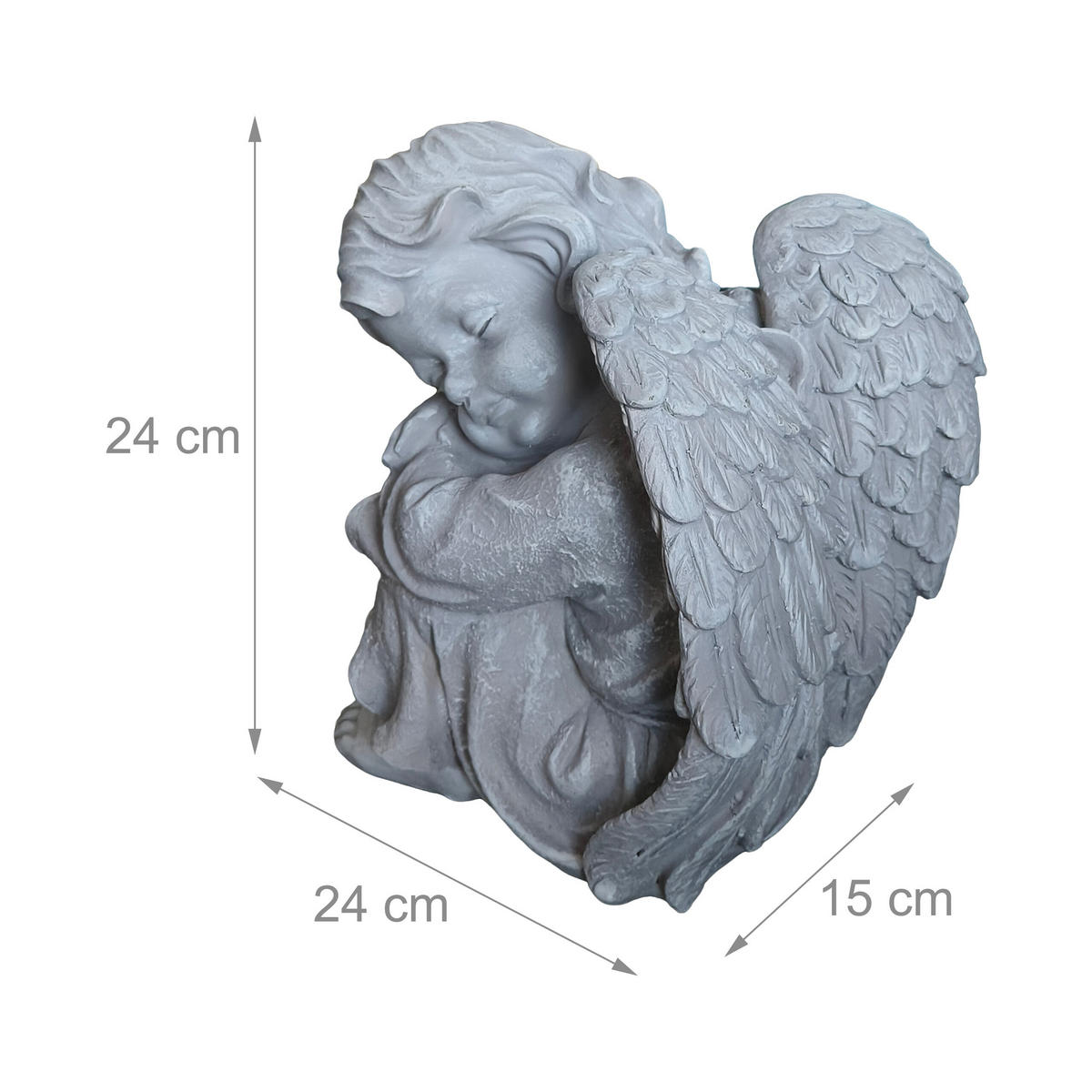 ANGEL - siva, umetna masa (24/24/15cm) - Relaxdays