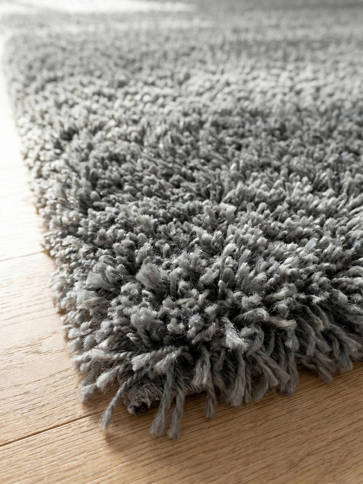 TEPPICH Wohnzimmer Hochflor Einfarbig Weich Flauschig Waschbar Rund Hellgrau 120x120 cm – SALZACH - Grau, Textil (120/120cm) - KADIMA DESIGN