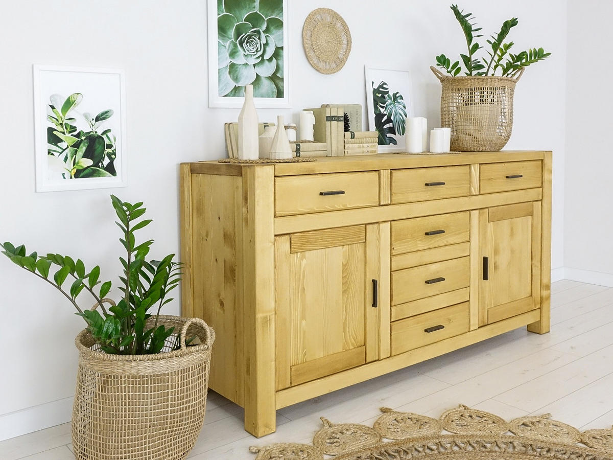 SIDEBOARD aus Massivholz SARA - Honig, Holz (180/90/50cm) - Seart