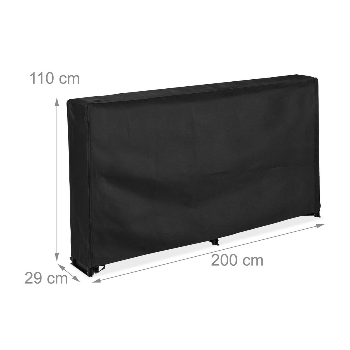 KAMINHOLZREGAL - Schwarz, Textil/Metall (200/110/29cm) - Relaxdays