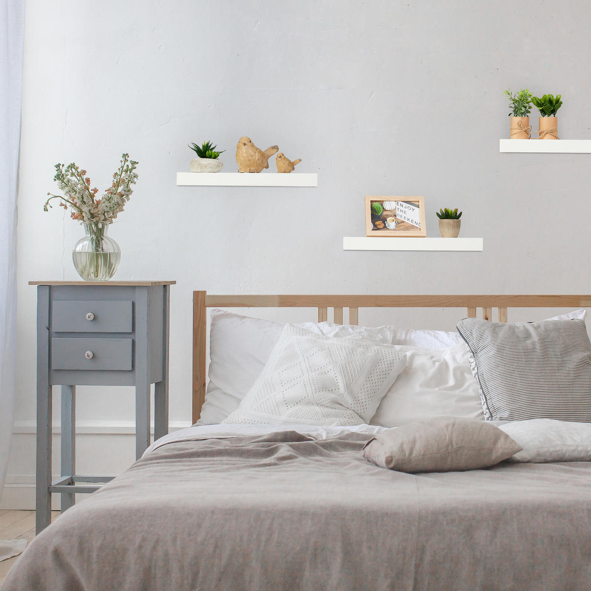 3xWANDREGAL - Weiß, Holzwerkstoff/Metall (38/3.5/15cm) - Relaxdays