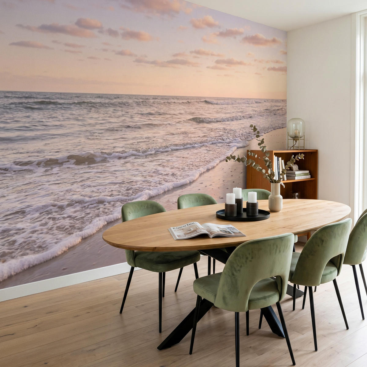 TAPETE - Strand - Brandung - Wolken - 300x200 cm - Hellrosa, Papier (300/200cm) - OnlyWow