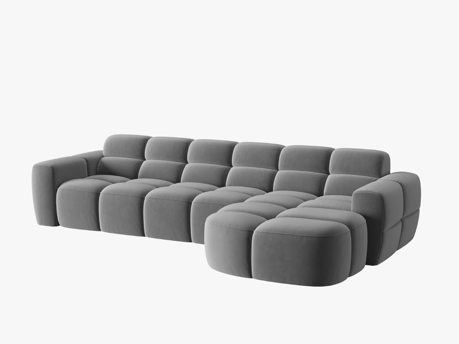 ECKSOFA rechts Lisa aus Samt hellgrau 4 Sitzplätze - Hellgrau, Textil (170/310cm) - Micadoni
