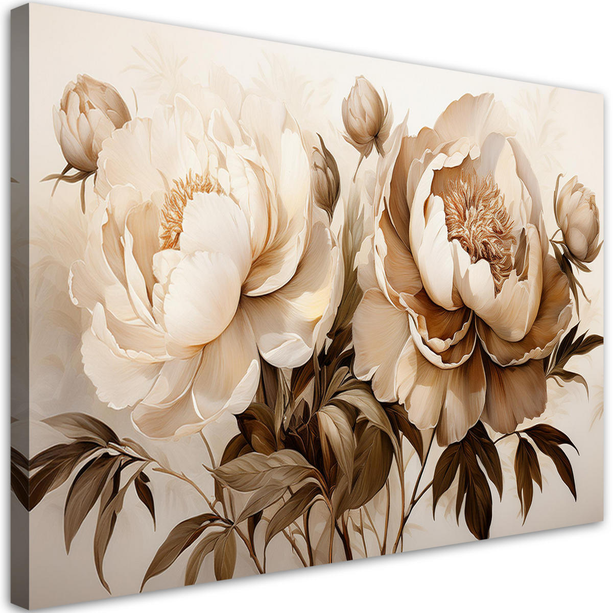 WANDBILD pfingstrosen blumen in beige - Beige, Textil (60/40cm) - Feeby