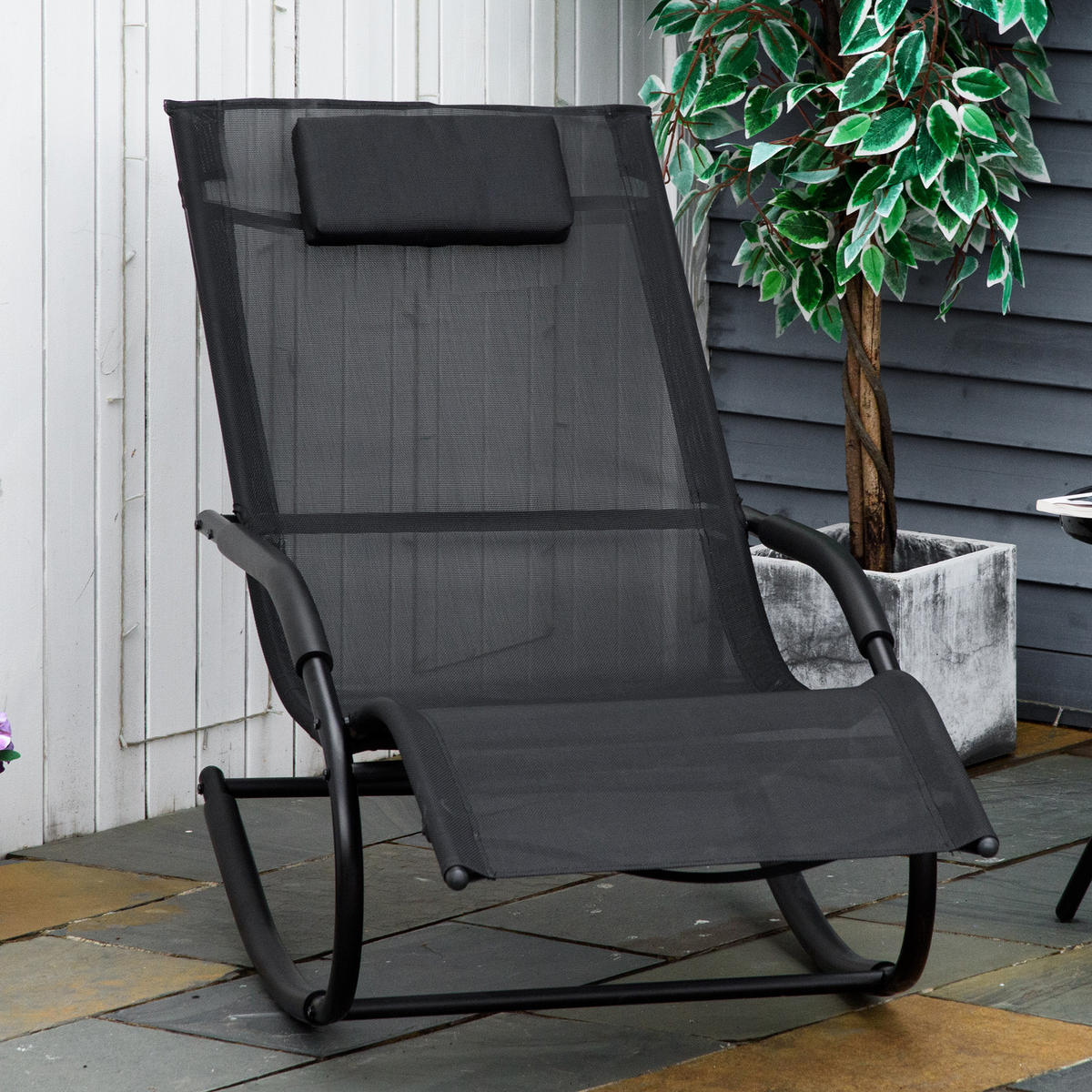 GARTENSCHAUKELSTUHL DE-15237 Schwarz - Schwarz, Metall (160/88/63cm) - ComfortXL