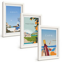 BILDER SET 3er Set - 20x30 cm Weißer Rahmen - Amalfi, Positano und Capri - Weiß, Kunststoff (20/30cm) - TULUP