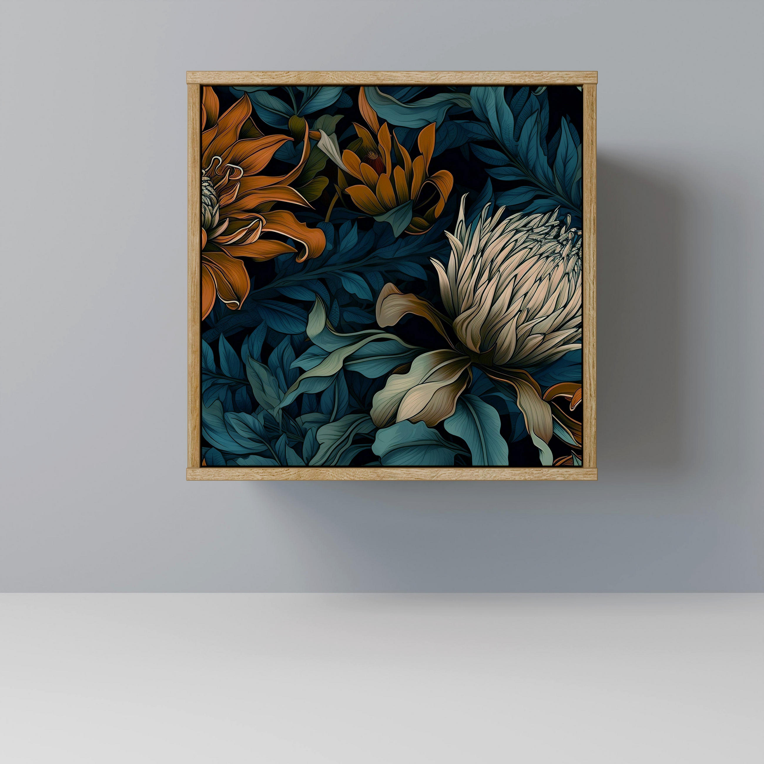 SIDEBOARD MORNING BLOOM, Eichefarben, 57,5x42x57,5 cm, Ohne Füße - Eichefarben/Multicolor, Holzwerkstoff (57.5/57.5/42cm) - SpaceRebels