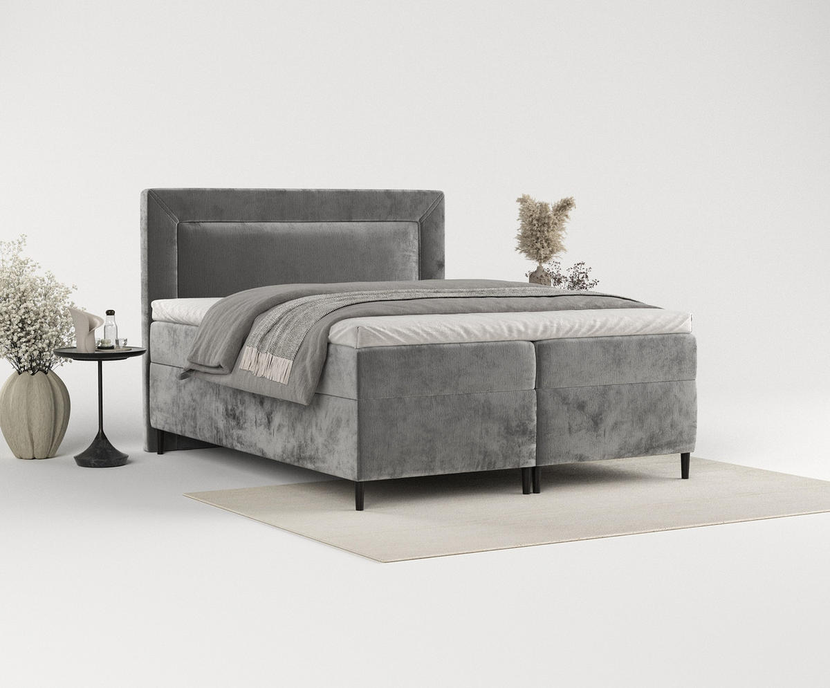 BOXBETT Noble Grau 160/200 cm - Schwarz/Grau, Holz/Holzwerkstoff (160/200cm) - Maison de Reve