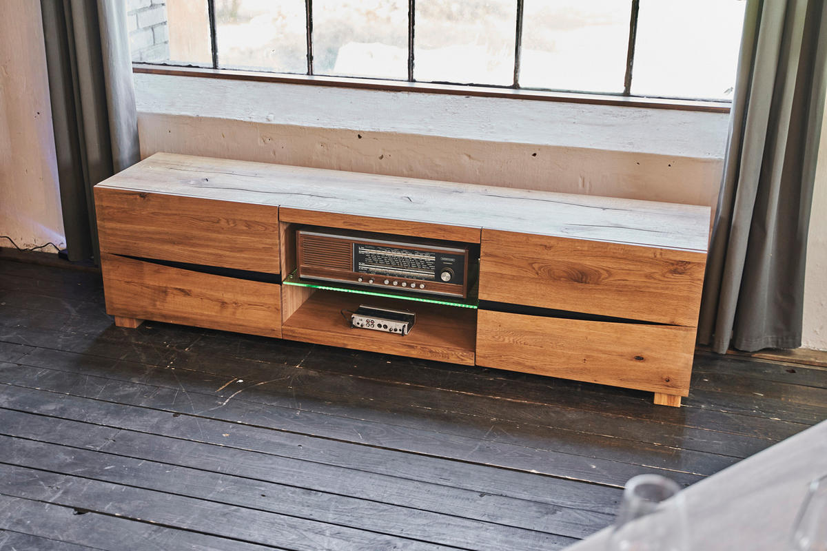 LOWBOARD YOSHA Holz - Naturfarben, Holz (200/52/45cm) - KAWOLA