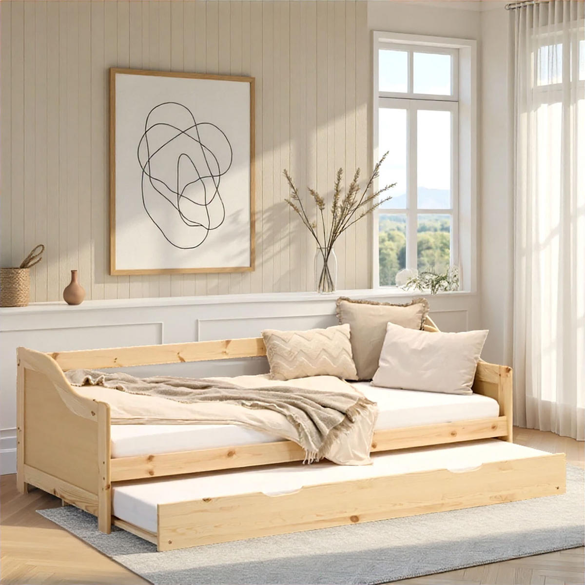 JUGENDBETT ausziehbar 90/200 cm Natur - Naturfarben, Holz (90/200cm) - Homestyle4u