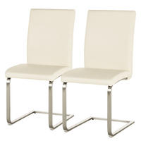 FREISCHWINGER - 2er-Set - Echtleder - Edelstahlfarben/Creme, Leder/Metall (44/98/58cm) - home24